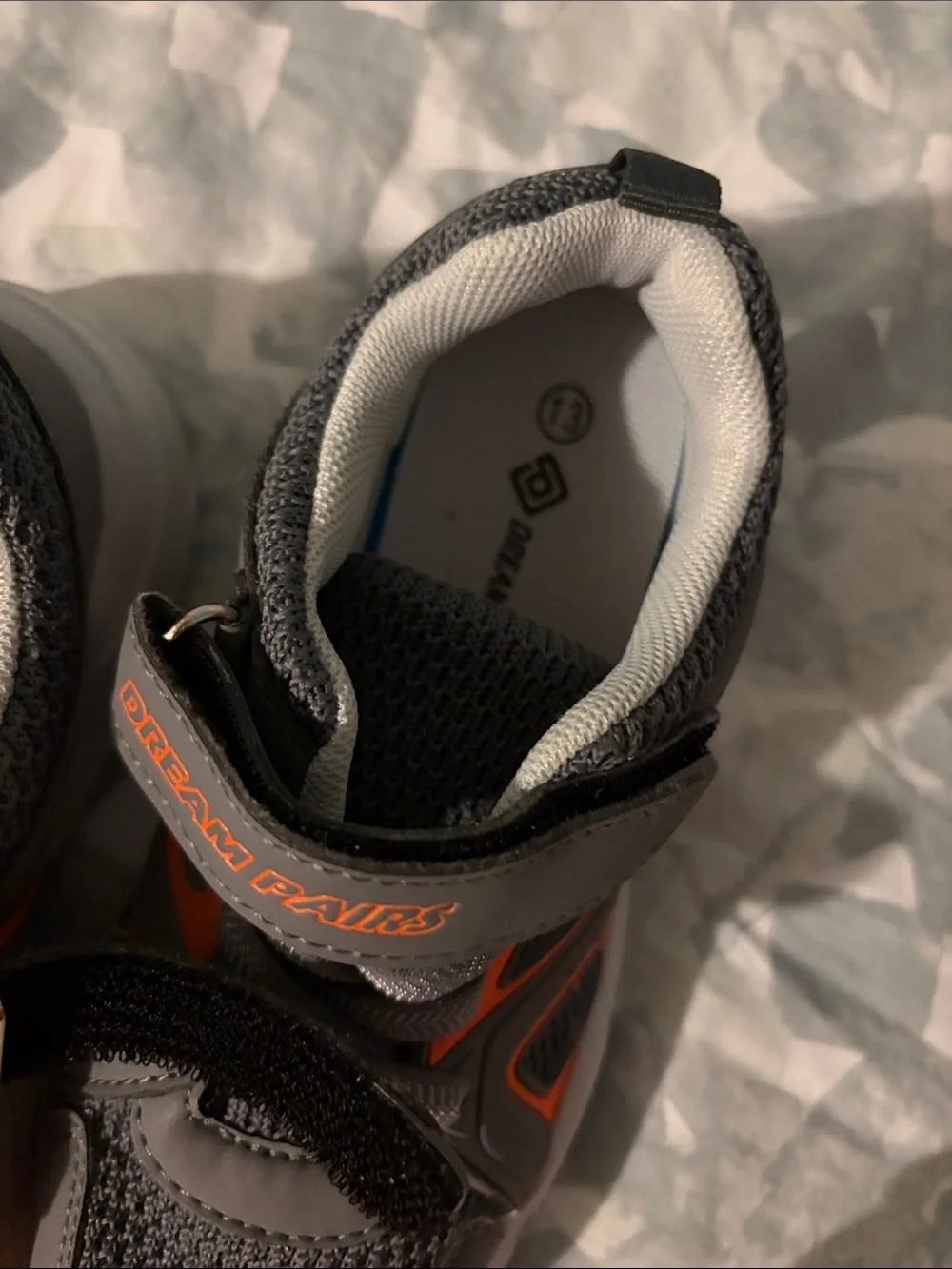 Dream Pairs Kids Gray and Orange Hook-and-Loop Sneakers